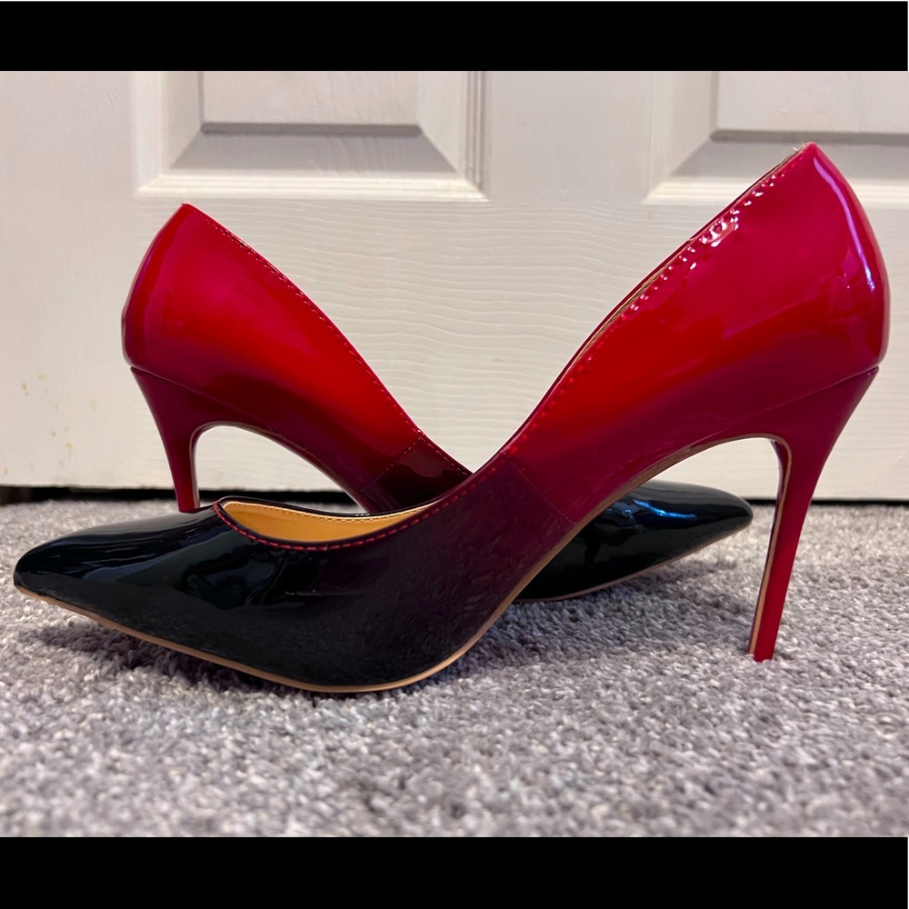 Two Tone back and red bottom Heels